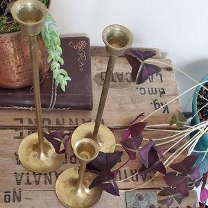 Antique Brass Candles Holders Set of 3
